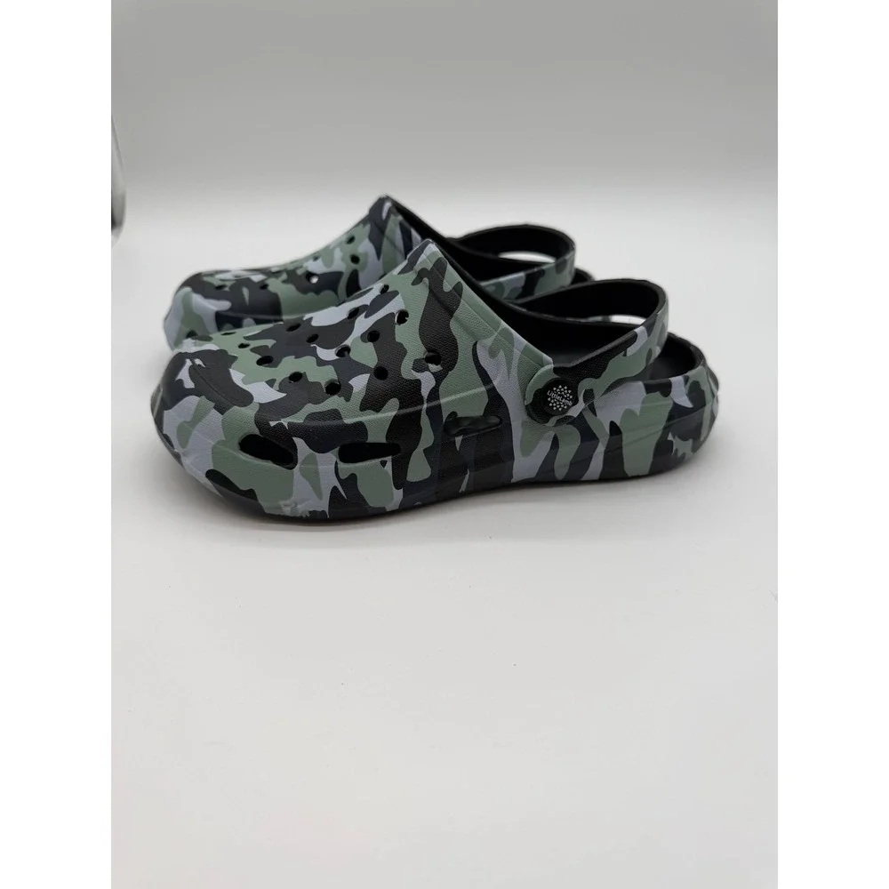 LittleLamb Kids Camo Clogs Slip On Water Shoes Green Grey Black Size‎ 35